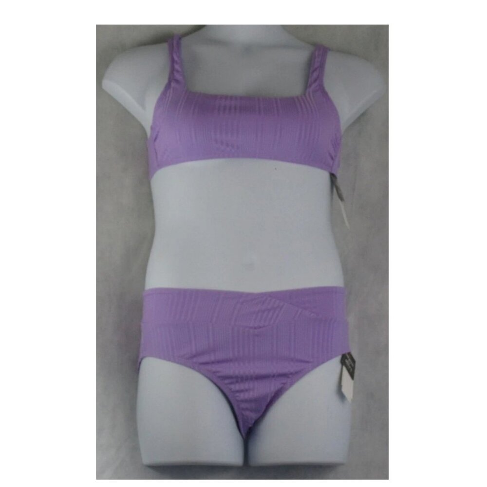 NWT Salt + Cove Juniors 2-Piece Square-Neck Bikini Swimsuit Set, Purple